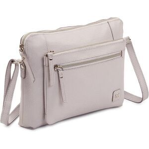 Women Ice Grey Imported Leather Polyester Soft Pebbled Crossbody Shoulder Bag